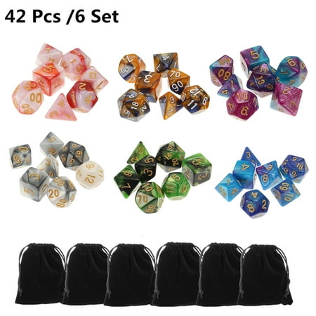 42 Polyhedral Dice | 6 Sets of Dice for Dungeons & Dragons, Pathfinder, and a Wide Variety of Tabletop Games and