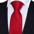 thumbnail image 3 of Set de Corbata Barry.Wang de Seda a Cuadros Roja 150cm con Pañuelo y Gemelos, 3 of 5