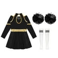 thumbnail image 6 of TiaoBug Kids Cheer Leader Costume Halloween Outfit Long Sleeve Cold Shoulder Cheerleading Dress A White&Black 12, 6 of 7