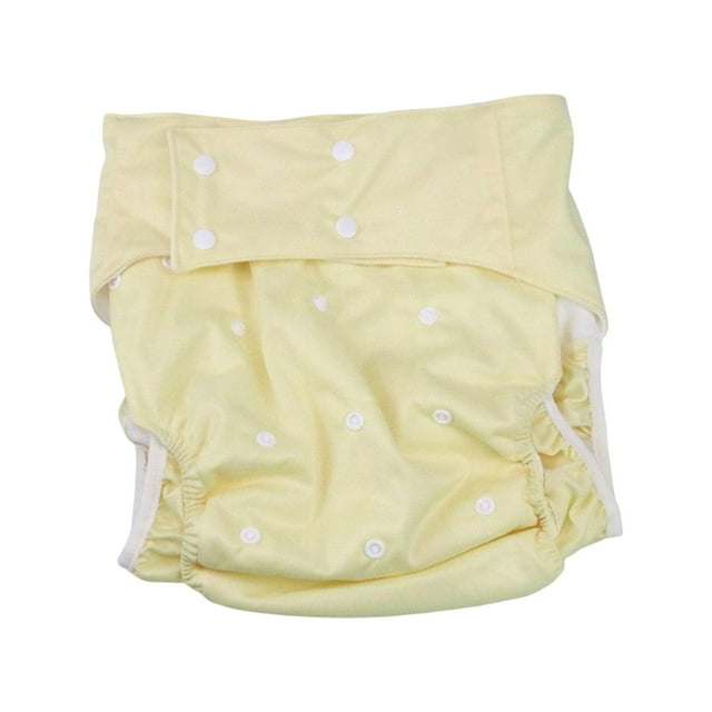 Adult Diaper Cloth Cover, Adults Comfortable Reusable Seniors Convenient Nighttime Adjustable Waist Diaper Pants ,Nappy Cover , Yellow