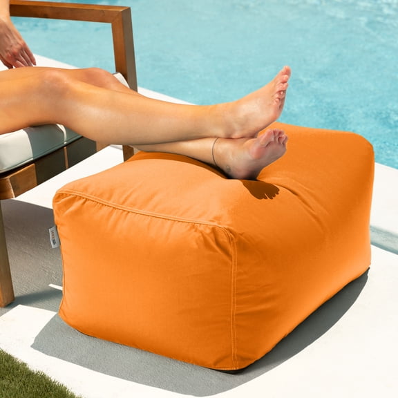 Jaxx Leon Outdoor Bean Bag Ottoman, Tangerine