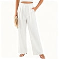 thumbnail image 4 of BADHUB Womens Dress Pant Pleat Business Casual High Waisted Pant Fashion Offic Slack Solid Color Trousers White XL, 4 of 6