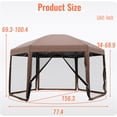 thumbnail image 3 of NiamVelo Camping Gazebo Tent 13'x13' Hexagonal Gazebo Pop Up Gazebo Screen Canopy Gazebo with Mosquito Netting & Carry Bag, Brown, 3 of 7