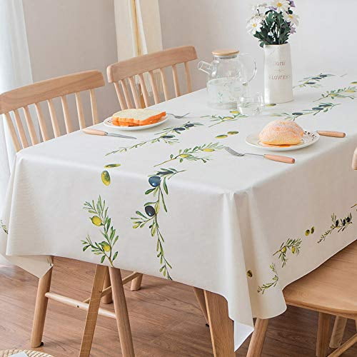 JZY Heavy Duty Vinyl Table Cloth for Kitchen Dining Table Wipeable PVC ...