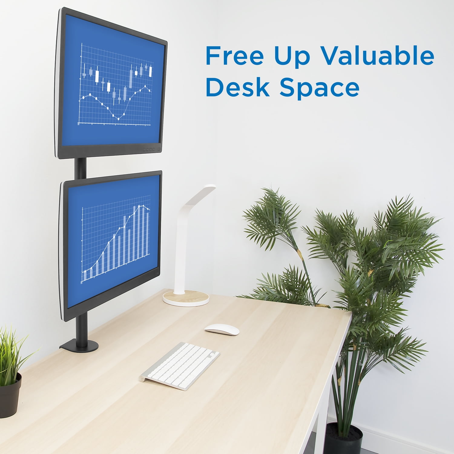 Mount-lt! Verical Dual Monitor Desk Mount | Fits 13"-32" Screens