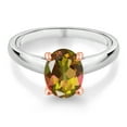 thumbnail image 2 of Gem Stone King 2.00 Ct Oval Mango Mystic Topaz 10K White and Rose Gold Ring (Size 5), 2 of 4