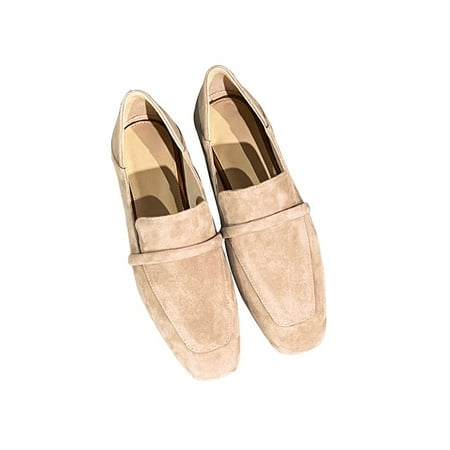 

MEZEREON Cow Leather Square Toe Women Flats Casual Loafers Women Shoe Without Heel Spring Autumn Mules Woman Simple Shoes 2022