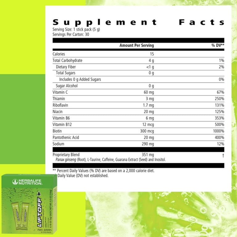 Herbal life. Nutrition Liftoff Stick Pack Lemon Lime Blast Instant
