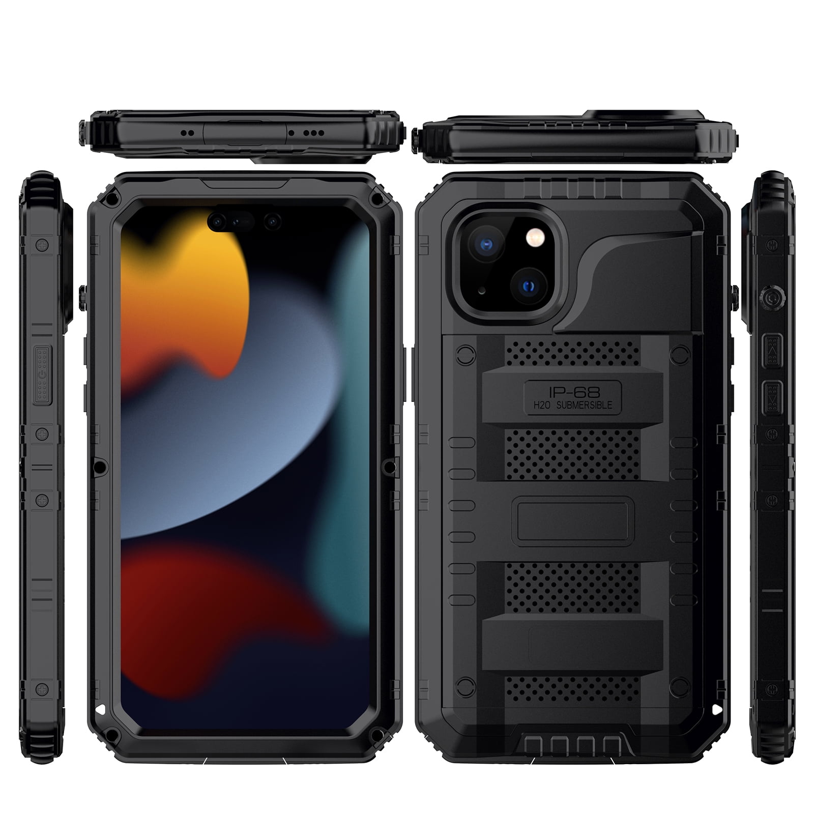 for iPhone 11 Case, Military Grade IP68 Waterproof Dustproof Shockproof Full Body Sealed Underwater Case with Built-in Screen Protector Heavy Duty Metal Rugged Defender Phone Case,Black