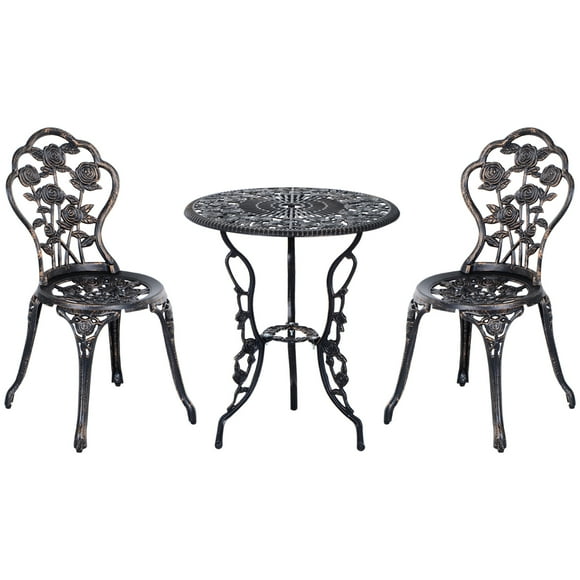 Outsunny 3PCs Patio Bistro Set for Balcony, Bronze