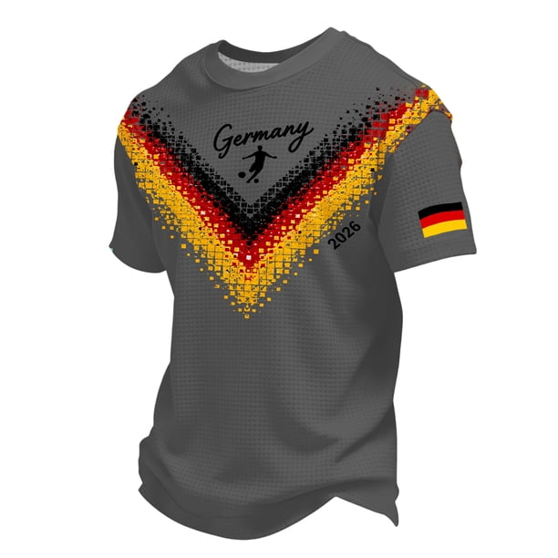 Women's Germany Football Graphic T-Shirt, Men's Soccer Graphic Print T-Shirt Casual Sportswear Top Athletic for Soccer Tournament 2026 Dark Gray Size: M