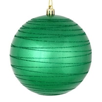 Vickerman 6" Seafoam Green Candy Finish Ball Ornament with Glitter Lines, 3 per Bag