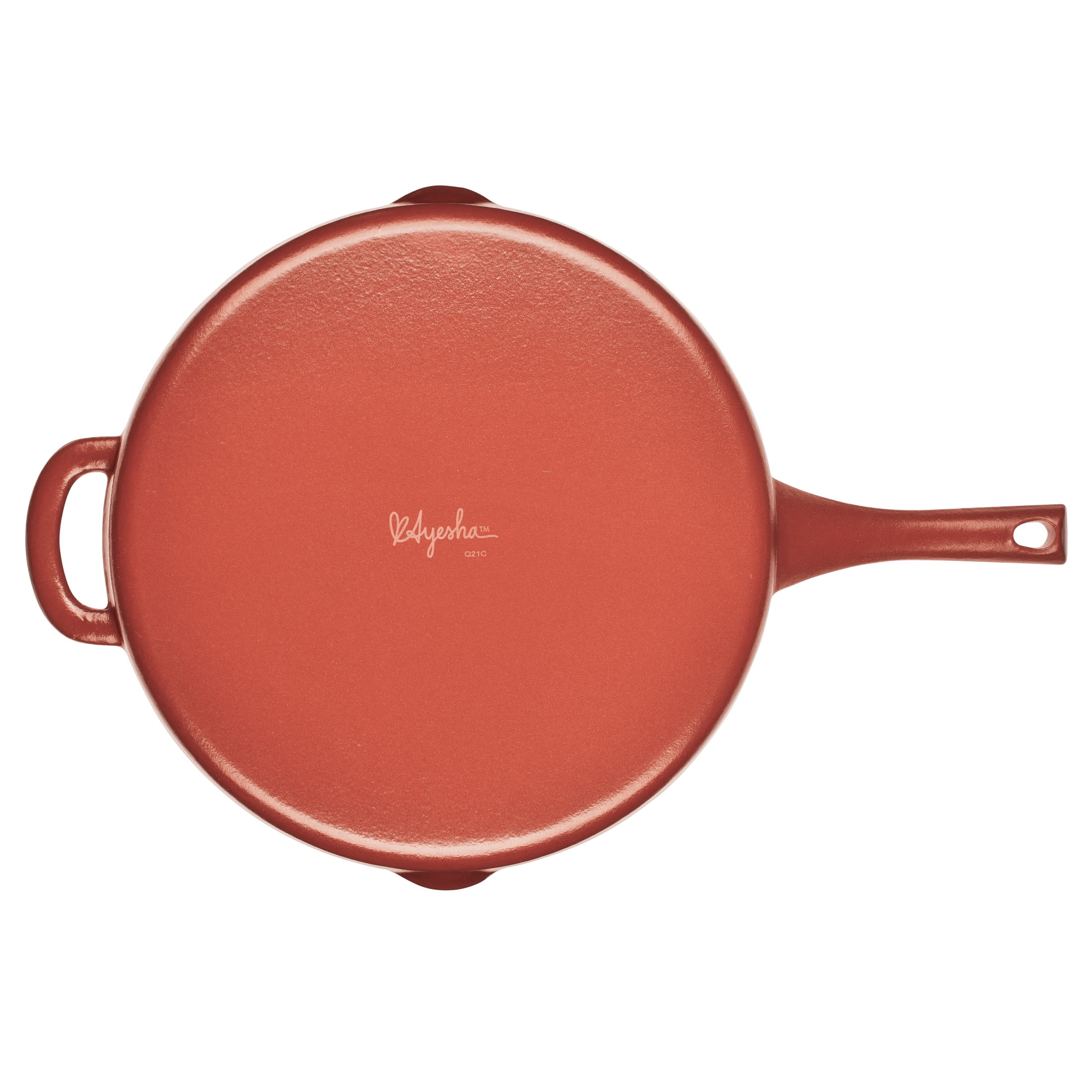 Ayesha Curry Enameled Cast Iron 12 inch Skillet with Helper Handle and Pour Spouts, Redwood Red