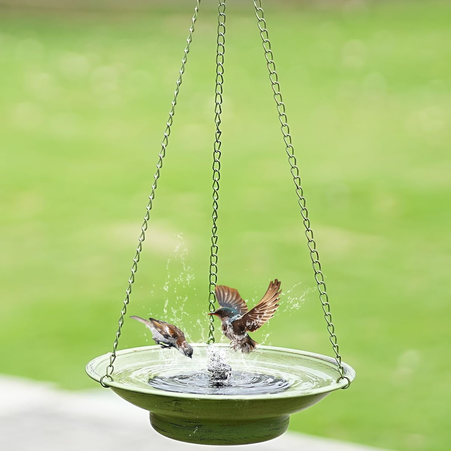30" H*12.4" W Solar Fountain Hanging Bird Bath, Metal Bird Bath Bubbler, Outdoor Bird Bath Bowl, for Outdoors Garden Patio Decor.