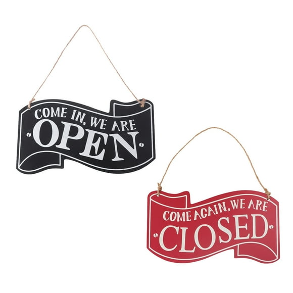 Minkissy 2Pcs Washroom Sign for Door Vintage Style Wooden Double Sided Decoration Assorted Color