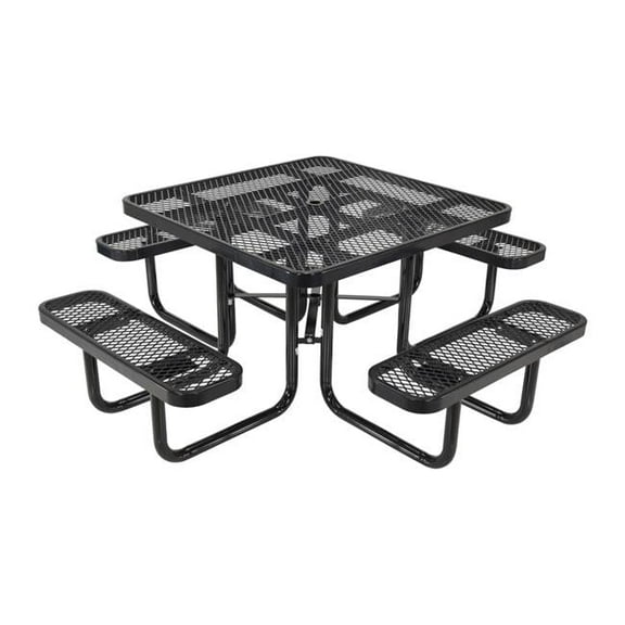 Vestil Manufacturing PT-MX-ST-46-BK 46 x 46 in. Expanded Metal Square Top Picnic Table - Black