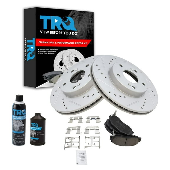 TRQ Performance Rotor & Premium Ceramic Brake Pad Front Kit w/Chemicals BKA16145 Fits select: 1998-2002 HONDA ACCORD