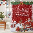 thumbnail image 6 of Merry Christmas Shower Curtains for Bathroom, Xmas Santa Elk Snowman Gifts Bell Winter Snowflake Red Waterproof Fabric Shower Curtain for Bathroom Bathtub Decoration, Machine Washable, 36"x72", 6 of 9