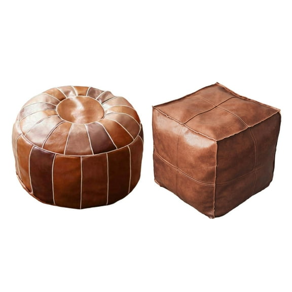 2Pcs Unstuffed Boho Pouf Cover Storage Ottoman Cover Bohemian