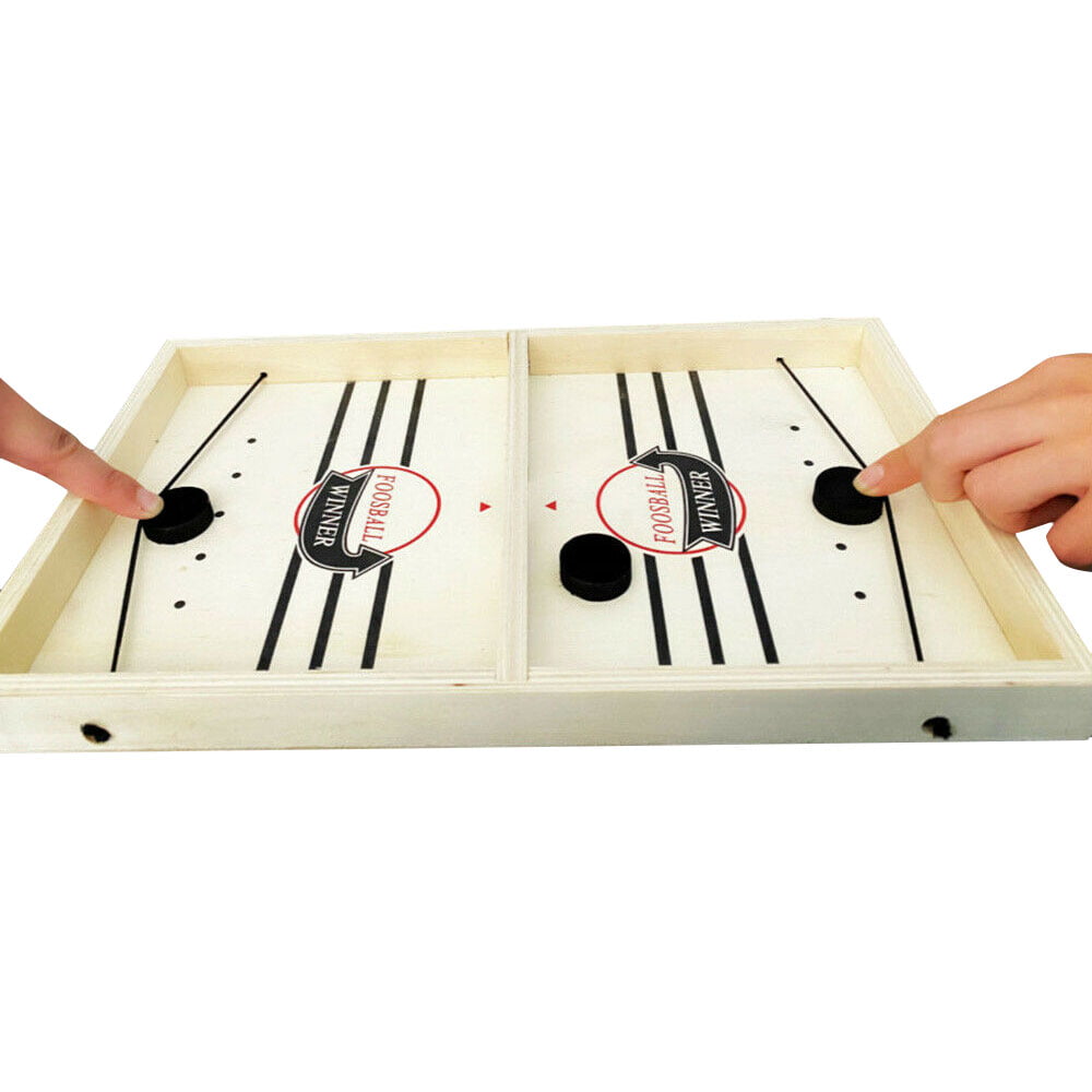 Fun Family Fast Sling Puck Game Wooden Board Table Hockey Game Party Toys X2T8 