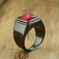 thumbnail image 5 of Men's 18MM Black Plating AAA Red CZ 18K Gold Plated Stainless Steel Ring Sz 8-11, 5 of 8