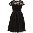 thumbnail image 2 of Little Girls Lovely Floral Lace Chiffon Sparkling Rhinestone Flowers Girls Dresses Black 2 (J20KS53), 2 of 3