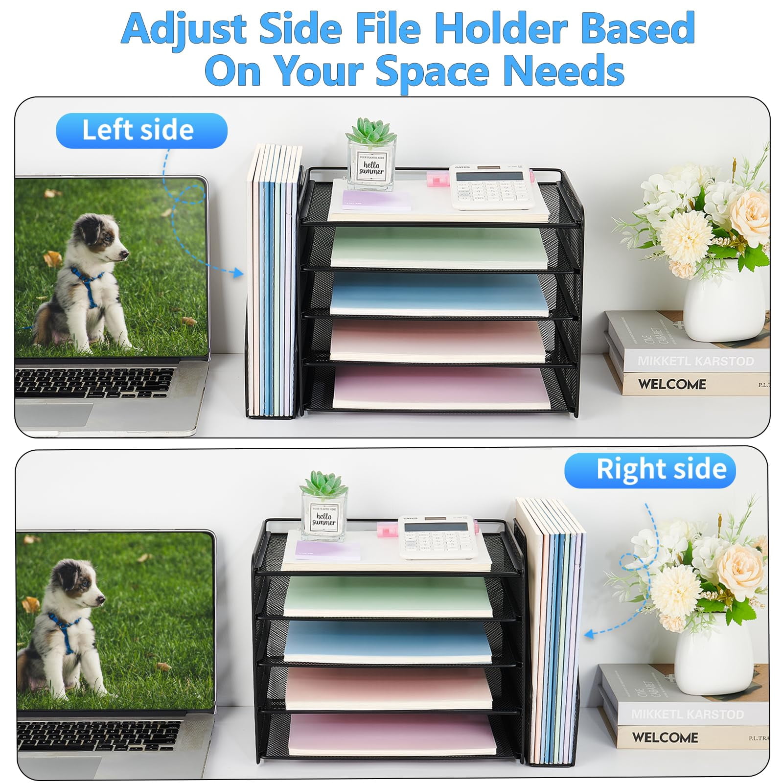 Desk Organizer  5-tier Paper Letter Tray With Magazine Holder Office Accessories & Workspace Organizers Desktop File For Supplies Storage Black