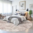 thumbnail image 2 of YOUFORTONG 9ft Round Abstract Area Rug, Machine Washable Non-Slip Indoor Rug, Stain Resistant Distressed Carpet for Living Room Bedroom Kitchen Entryway,Brown, 2 of 8