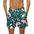 thumbnail image 2 of DDAPJ pyju Big and Tall Swim Trunks for Men Elastic Waist Drawstring Board Shorts Funny Summer Bathing Suits Sea Creature Printed Surf Beach Shorts with Pockets Green XXL, 2 of 6