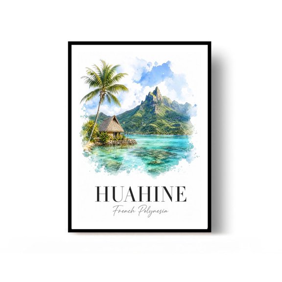 Huahine French Polynesia Travel Poster Print Wall Decor