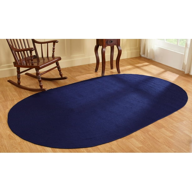 Better Trends Navy Solid Alpine Polypropylene Braided Rug, 60" x 96
