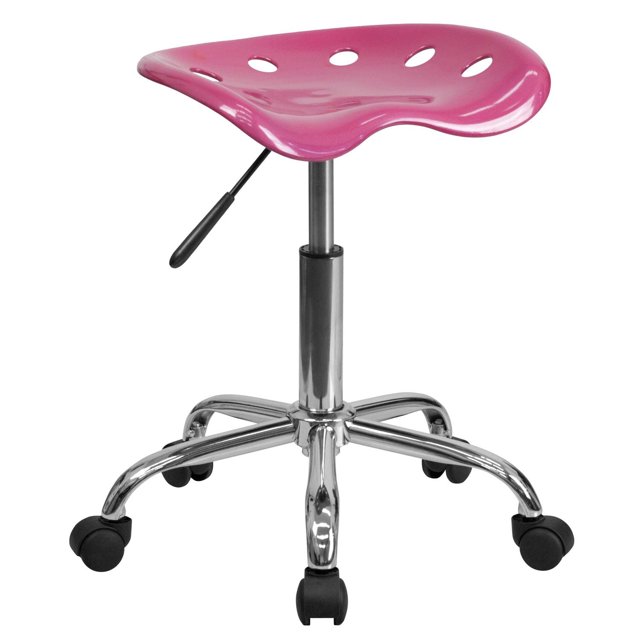 Vibrant Pink Tractor Seat and Chrome Stool