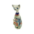 thumbnail image 2 of Polish Pottery 8¼-inch Cat Figurine (Bold Poppies Theme) Signature UNIKAT Hand Painted in Boleslawiec, Poland + Certificate of Authenticity, 2 of 6