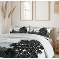 thumbnail image 6 of Ambesonne Scenery Duvet Cover Sets, Trees Birds Cloudy Sky, 2-Queen, Black and Grey, 6 of 6
