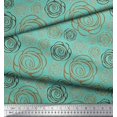 thumbnail image 3 of Soimoi Green Cotton Duck Fabric Stripe & Ranunculus Floral Print Fabric by Yard 42 Inch Wide, 3 of 3