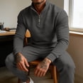 thumbnail image 4 of LEKWK Tracksuit Men 2 Piece Outfit Quarter Zip Mock Neck Sweatshirt and Jogger Sweatpants Athletic Fall Winter Gym Sweatsuits Matching Sets, 4 of 6