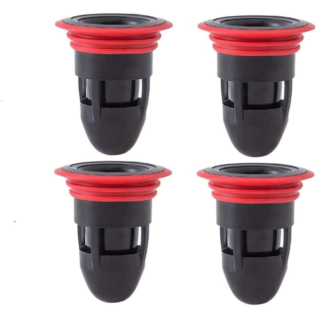 Drenaje de piso de goma antiolor, escurridor de aguas residuales de ducha, sin filtro, desodorante, antiobstrucción, prevención de reflujo de alcantarillado (4 piezas (negro))