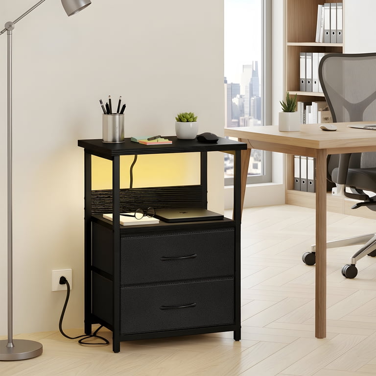 Fairy LED Nightstand with Charging Station, Black photo 3