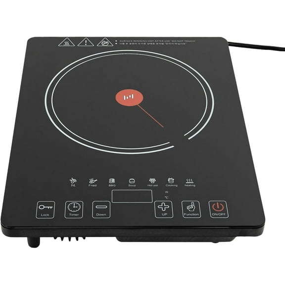 Electric Cooktop,1800W 8-Power Gears Powerful Electric Ceramic Hob With Adjustable Heat&Time, Modern Portable Single Countertop Burner With Smart Control For Home, Restaurant 110-120V