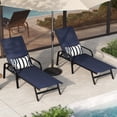 thumbnail image 3 of Outdoor Lounge Chairs – Set of 2 Ergonomic Adjustable – 5-Position Reclining Patio Chaise – Breathable Textilene, Weather-Resistant Iron Frame – for Garden, Poolside, Balcony & Backyard– Navy, 3 of 5