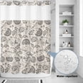 thumbnail image 2 of No Hook Shower Curtain, Grey Paisley Shower Curtains for Bathroom with See Through Top Window, Boho Flower Botanical Leaf Branch Waterproof & Washable Bath Curtain Stall 48"x72", 2 of 9