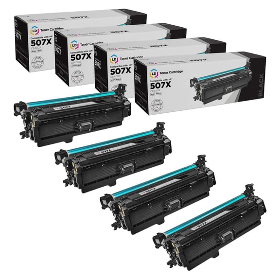 LD Products Toner Compatible Replacements for HP 507X CE400X 507A CE400A (HY Black, 4-Pack)