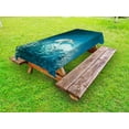 thumbnail image 1 of Sea Animals Outdoor Tablecloth, Shark and Small Fish Ocean Wilderness Waterscape Wildlife Nature Theme Picture, Decorative Washable Fabric Picnic Table Cloth, 58 X 84 Inches,Teal Beige, by Ambesonne, 1 of 2