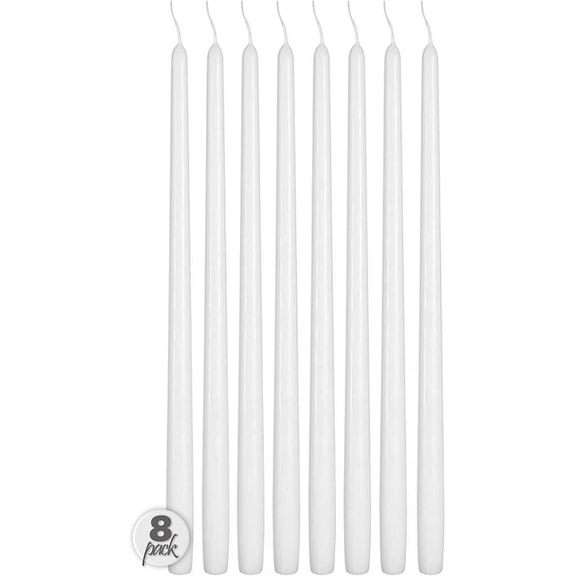 Hyoola Tall Taper Candles - 16 Inch White Unscented Dripless Taper Candles - 14 Hour Burn Time - 8 Pack