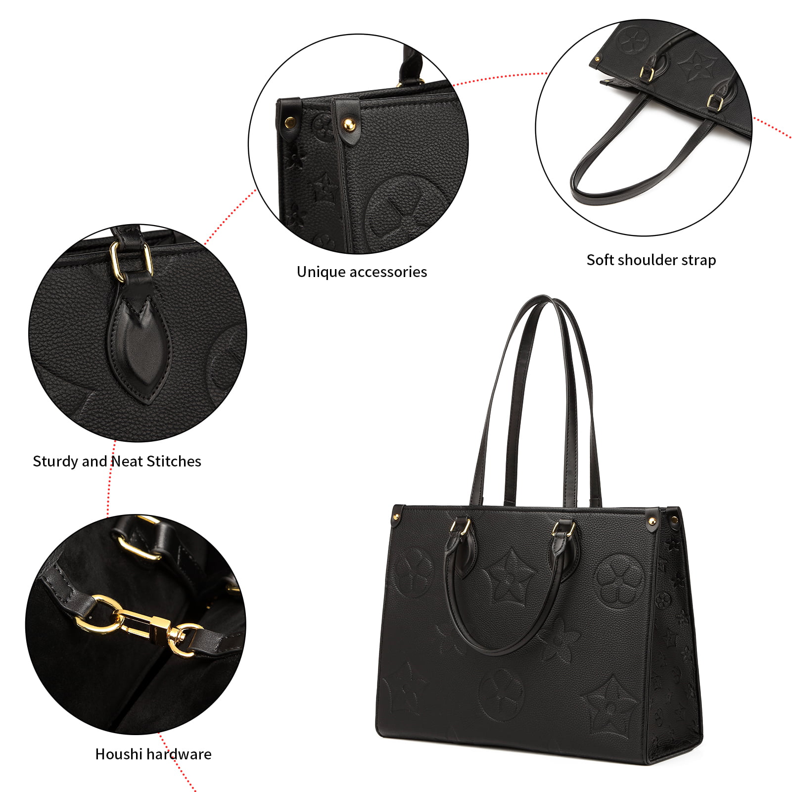 Mila Kate Top Handle Satchel Bags for Women | Women's Shoulder Purses and Handbags | Black Messenger Tote Bag for Ladies | Large 16.1 X 7.5 X 13.4 Inches - image 3 of 6