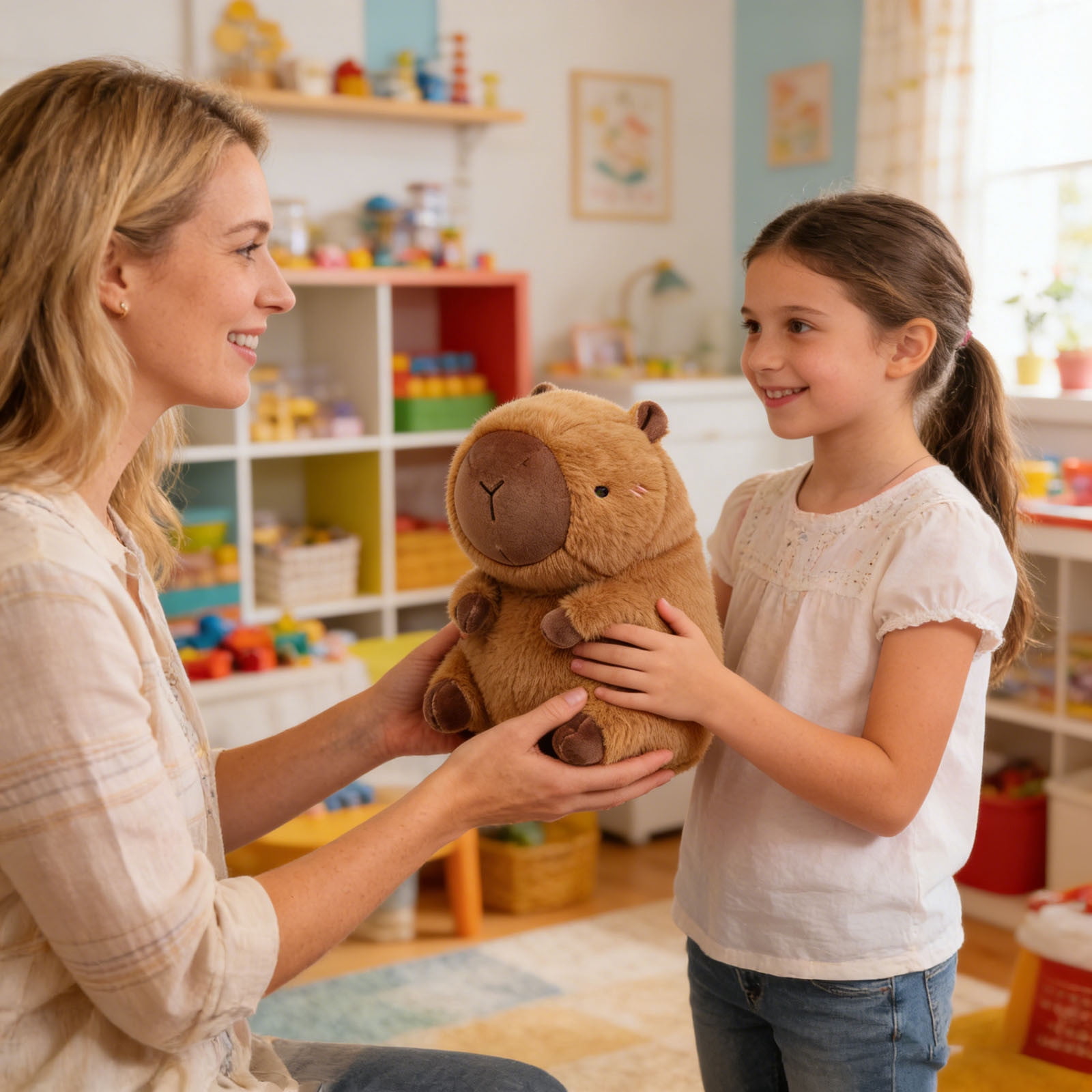 Capybara Plush Toy 2-In-1 Convertible Neck Pillow Soft Travel Pillow For Home And Road Use(Brown-20X20X30)