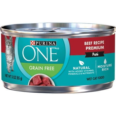 Photo 1 of (24 Pack) Purina ONE Natural, High Protein, Grain Free Pate Wet Cat Food, Beef Recipe, 3 oz. Pull-Top Cans
Exp 01/2026