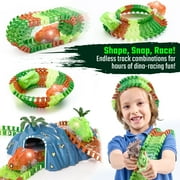 JitteryGit Dinosaur Toys for Boys Race Car Track STEM Vehicle Playsets for Kids Toddler Ages 3 4 5 6 7 8 Year Olds