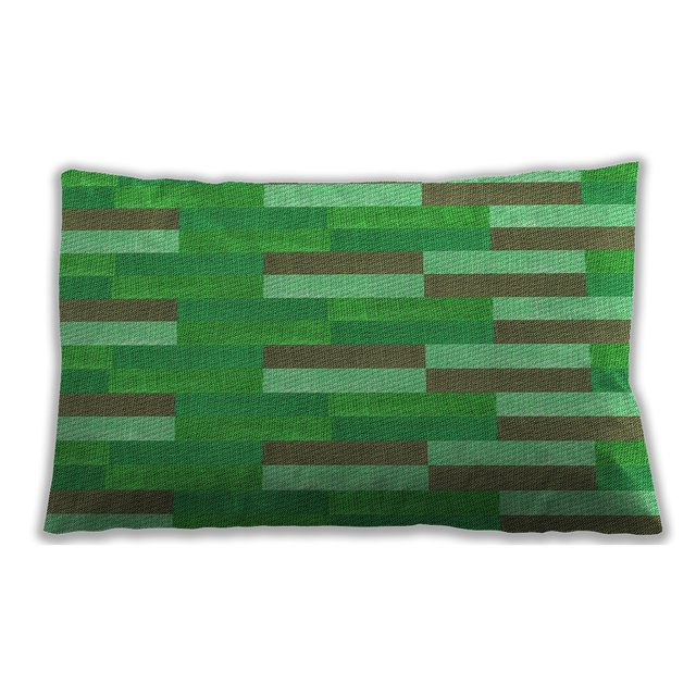 Ahgly Company Patterned Outdoor Rectangular Dark Lime Green Lumbar Throw Pillow, 13 inch by 19 inch
