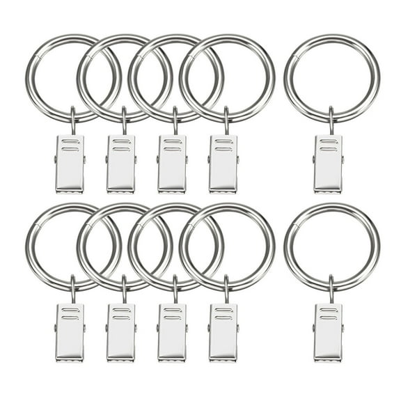 Uxcell 10 Pack Curtain Clips Rings with Clips Rustproof 1.02" Interior Diameter Silver